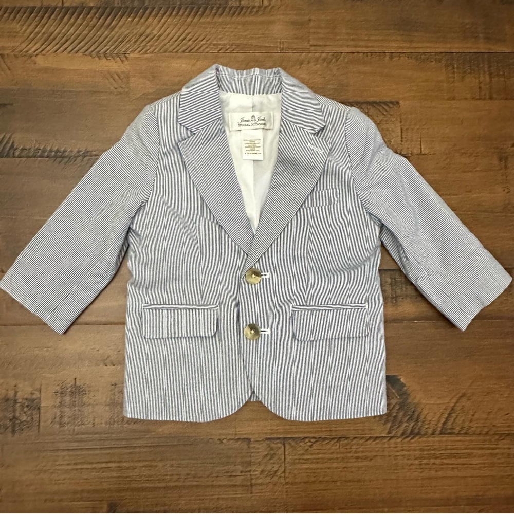 Janie and Jack Formal Wear Blue and White Stripe Blazer